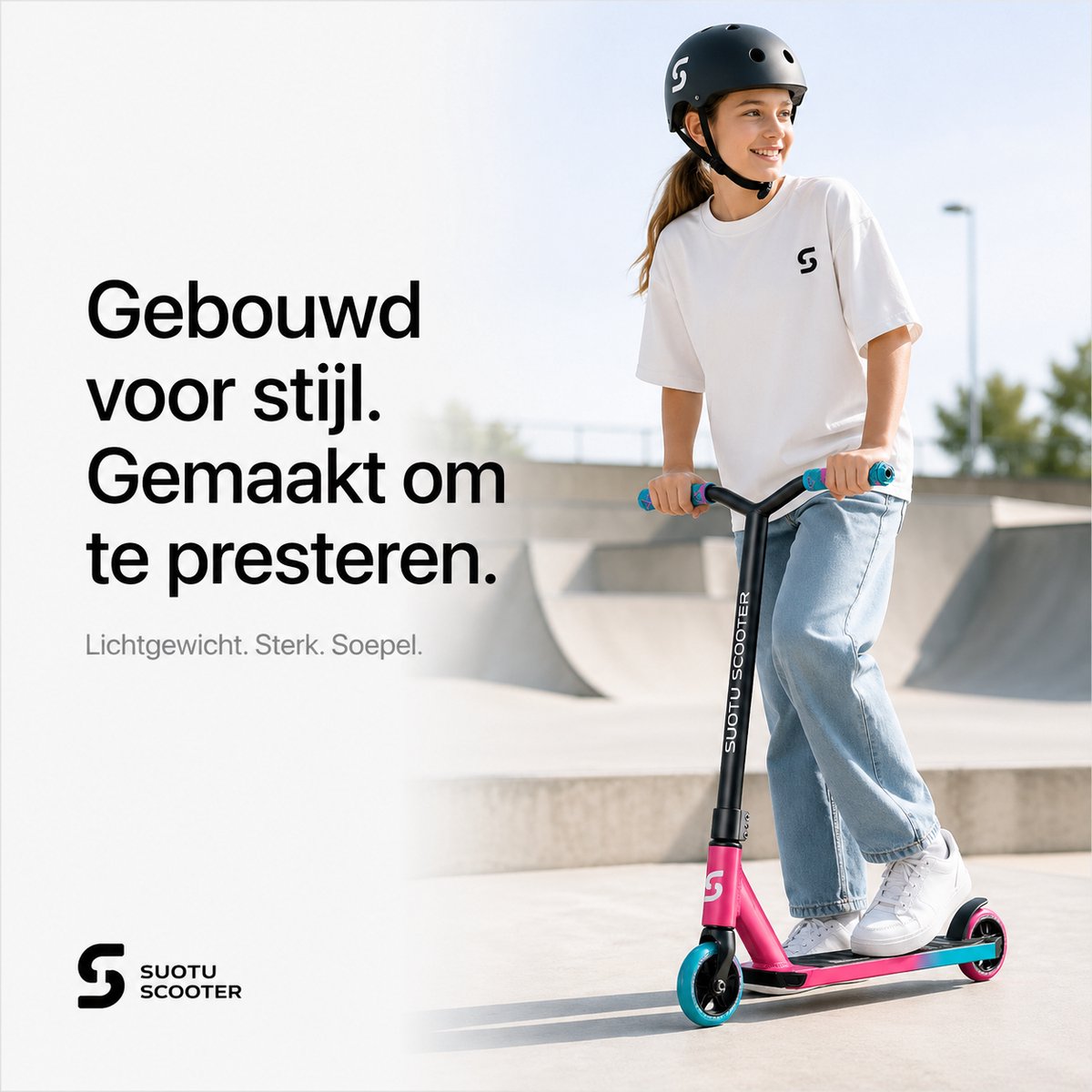 Suotu Stuntstep - Kinderstep - Maximale 78cm - Step 8+ Jaar - Stuntstep Jongens en meisjes - Aluminium - Roze/Groen/Zwart — afbeelding 2
