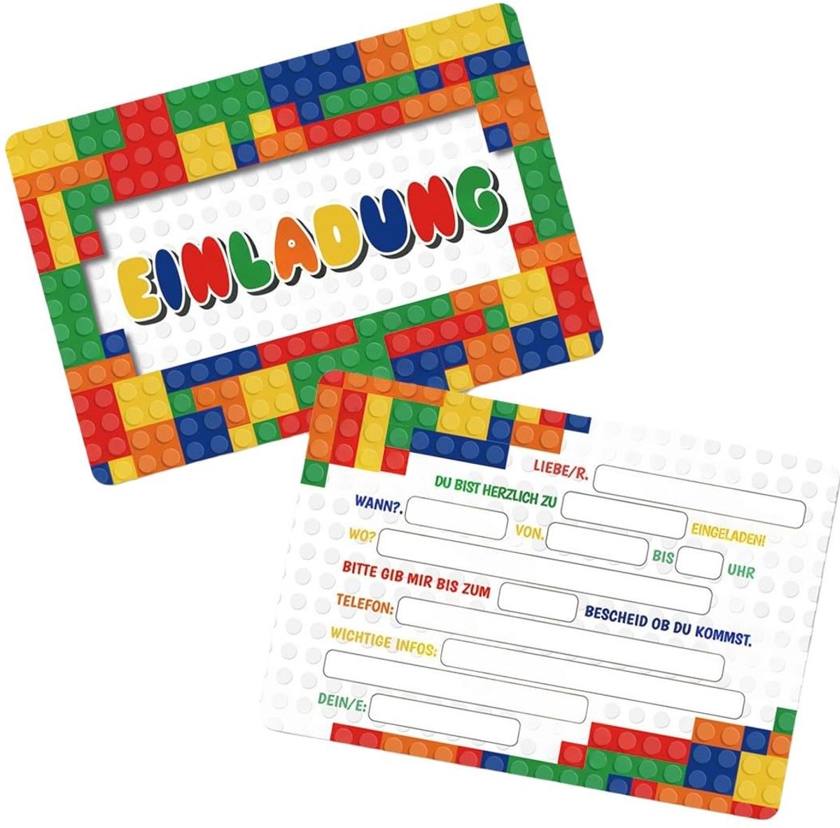 Allecto - Vrolijke Uitnodigingen - Verjaardag - Bouwblok Thema - Kinderen - Jongens en Meisjes - Feestelijke kaarten - Geschikt voor feest - A5 for...