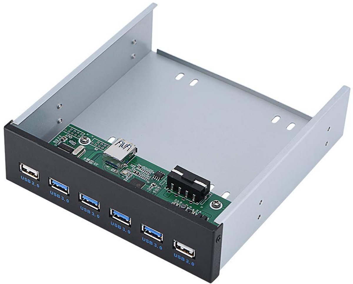 Allecto - Super Speed Front Panel - 4 USB 3.0 en 2 USB 2.0 poorten - 5.25 inch hub - Snelle datatransfer - Geschikt voor computer en laptop - USB a...
