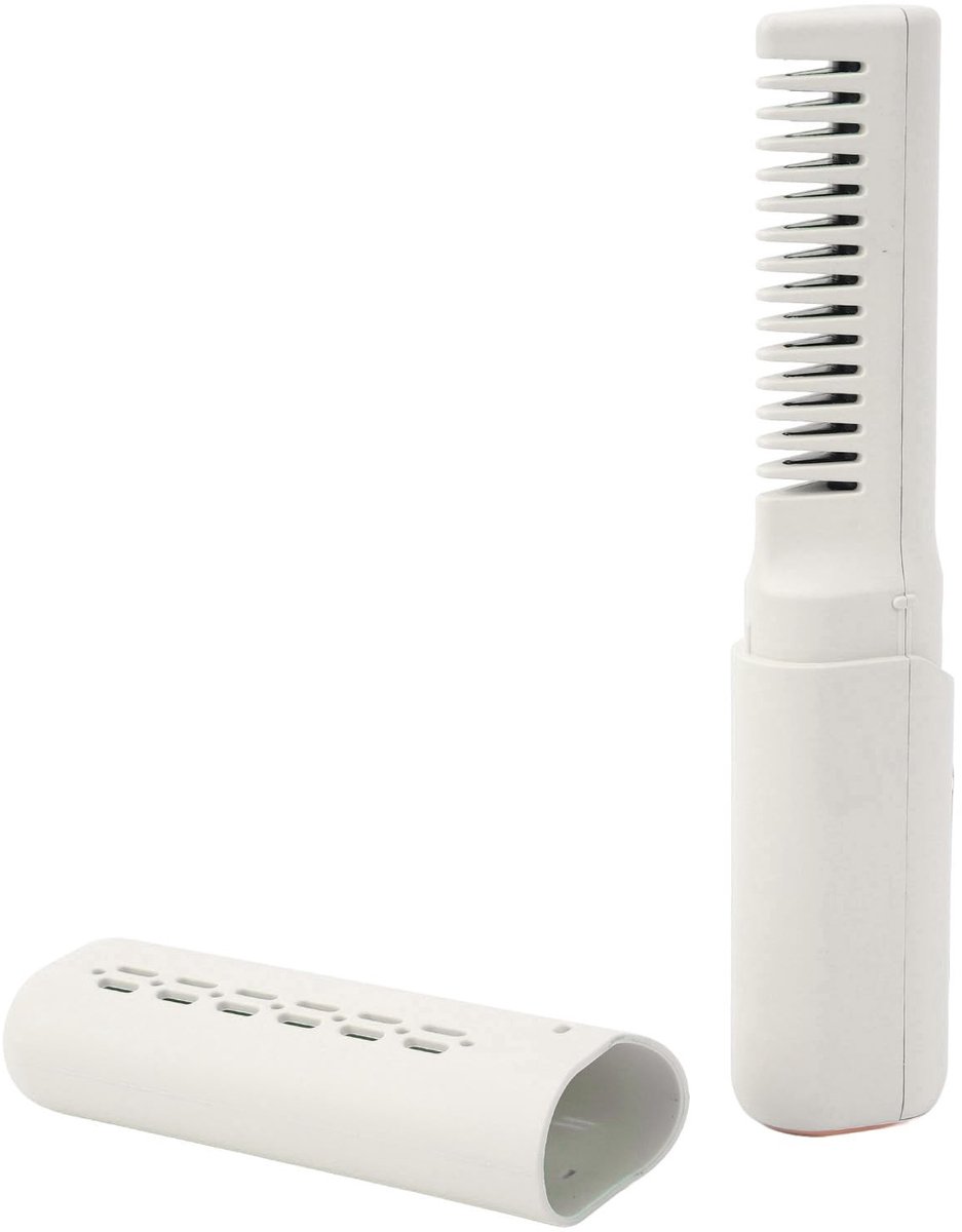 Allecto - Draadloze stijlborstel - Mini-stijltang - Draagbaar en handig - Kaki - Warmte-kam-stijltang - Ideaal voor onderweg - Geschikt voor vrouwe...