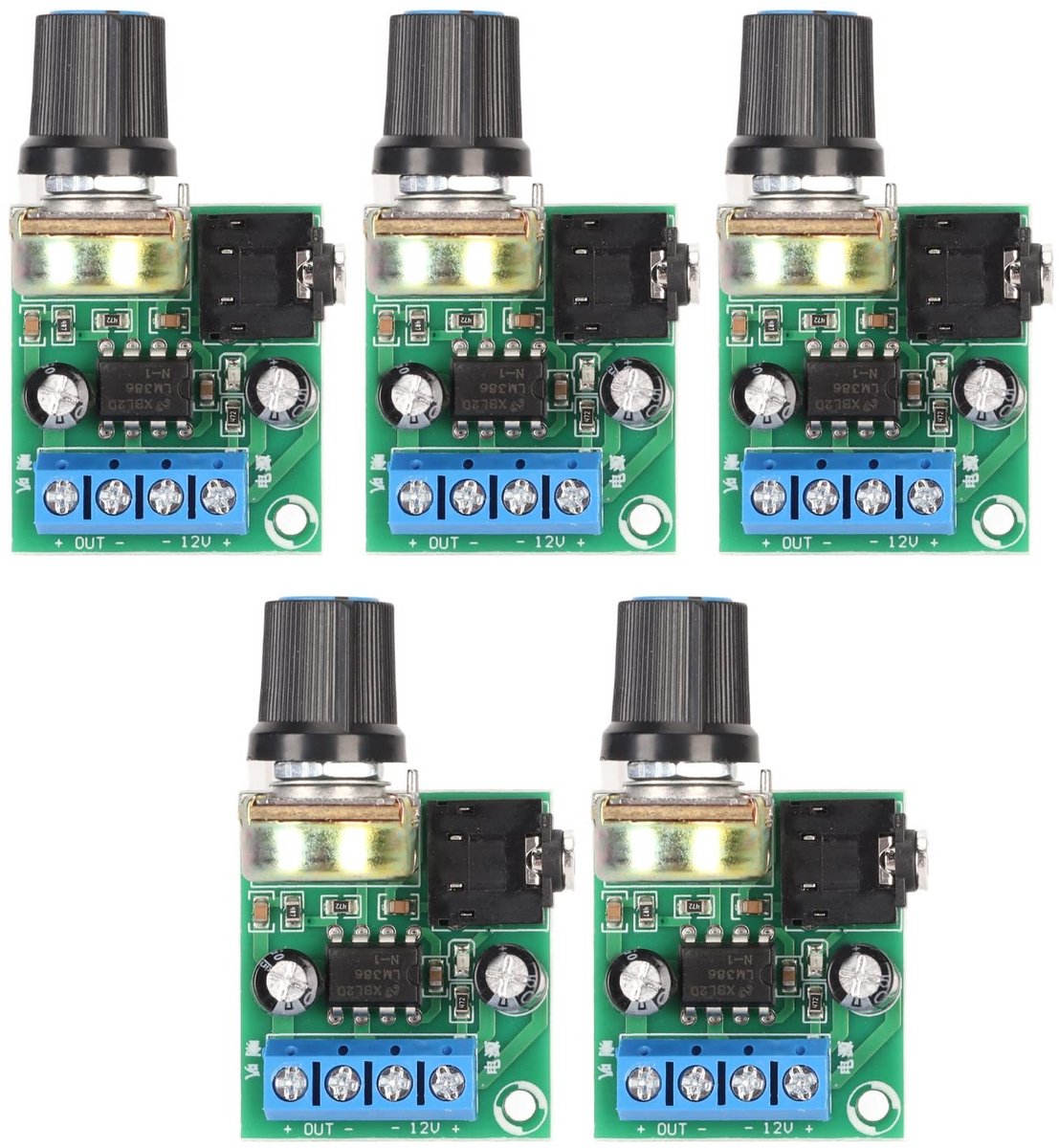Allecto - Mini Versterker Board - LM386 Audio Versterker - Ideaal voor DIY Audio Projecten - 5 Stuks - Geschikt voor Speaker Sound System - Compact...