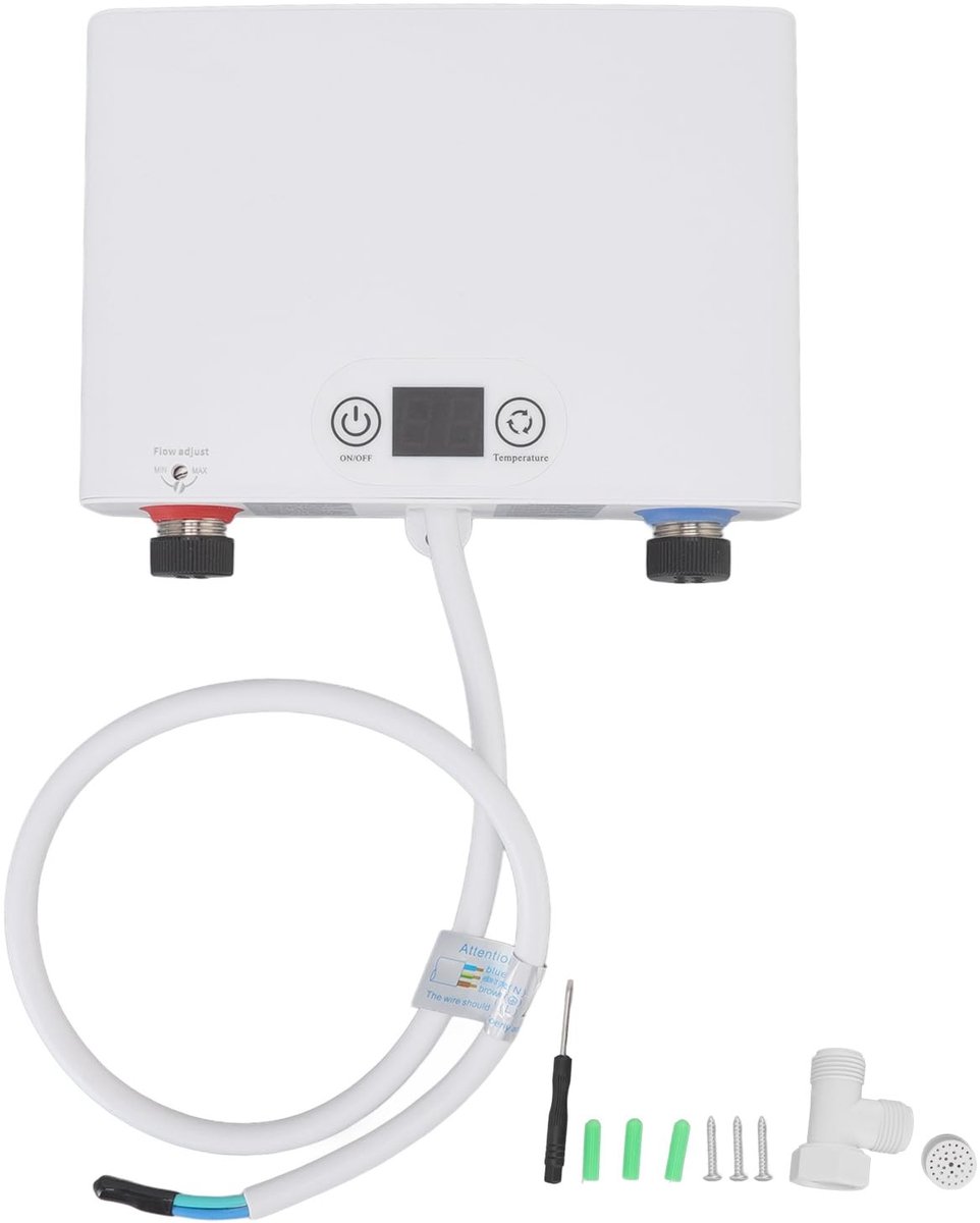 Allecto - Kleine elektrische doorstroomverwarmer - Energiebesparend - Veilig en compact - Roestvrij staal - Tankloze waterverwarmer - Geschikt voor...