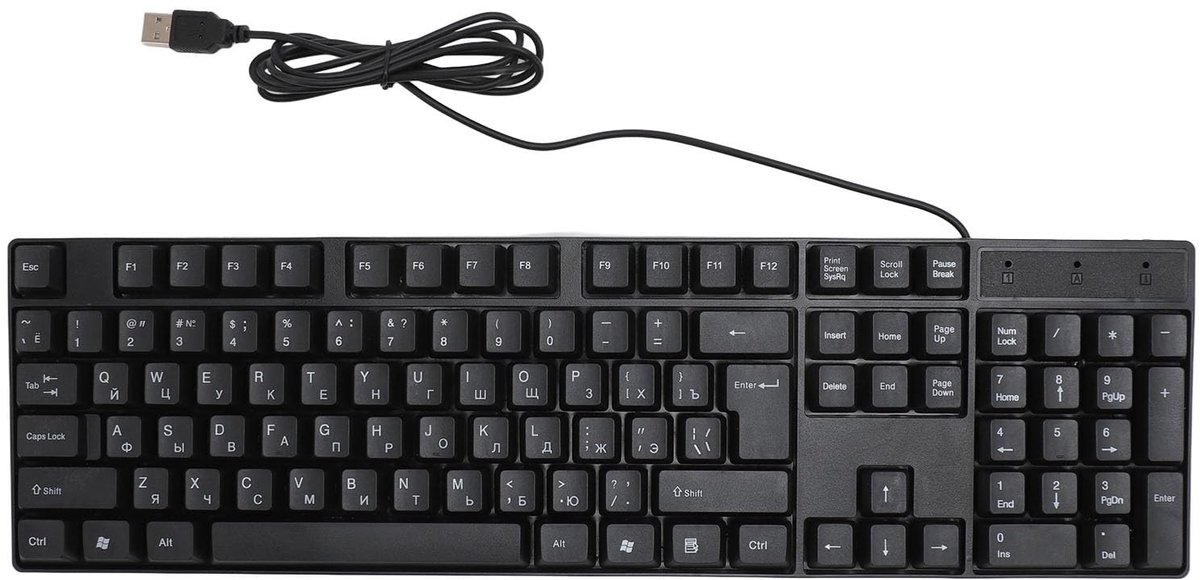 Allecto - Minderheid Taal Toetsenbord - Gaming - Ergonomisch Ontwerp - 104-Keys - USB Bedraad - Meertalige - Geschikt voor Gaming - Russisch