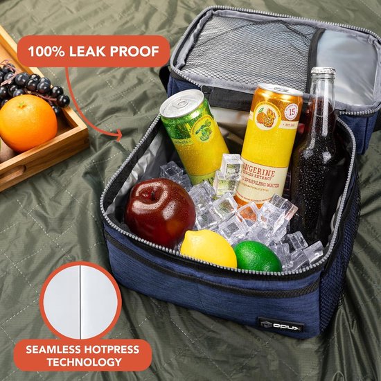 Lunchtas voor Dames & Heren - Geïsoleerde Grote Lunchbag voor Werk - Dubbellaags Lunchbox Maaltijdbereiding - Lekvrij Dual Vak Koeltas - Zacht Lunch Tote voor Jongens, Meisjes, School - Zwart - 16 Blikjes - 1 Stuk — afbeelding 5