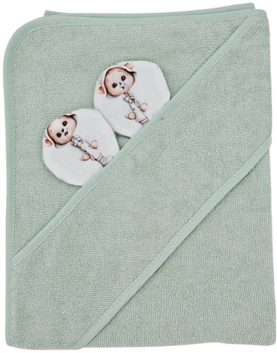 Bamboo bath cover GARDENER BEAR/MINT van Merkloos — afbeelding 3