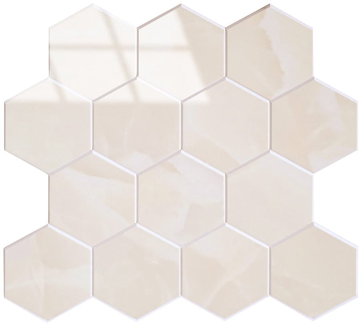 Zelfklevende Mozaïek Steenstrip Hoogglans Hexagon Onyx Japandi Beige