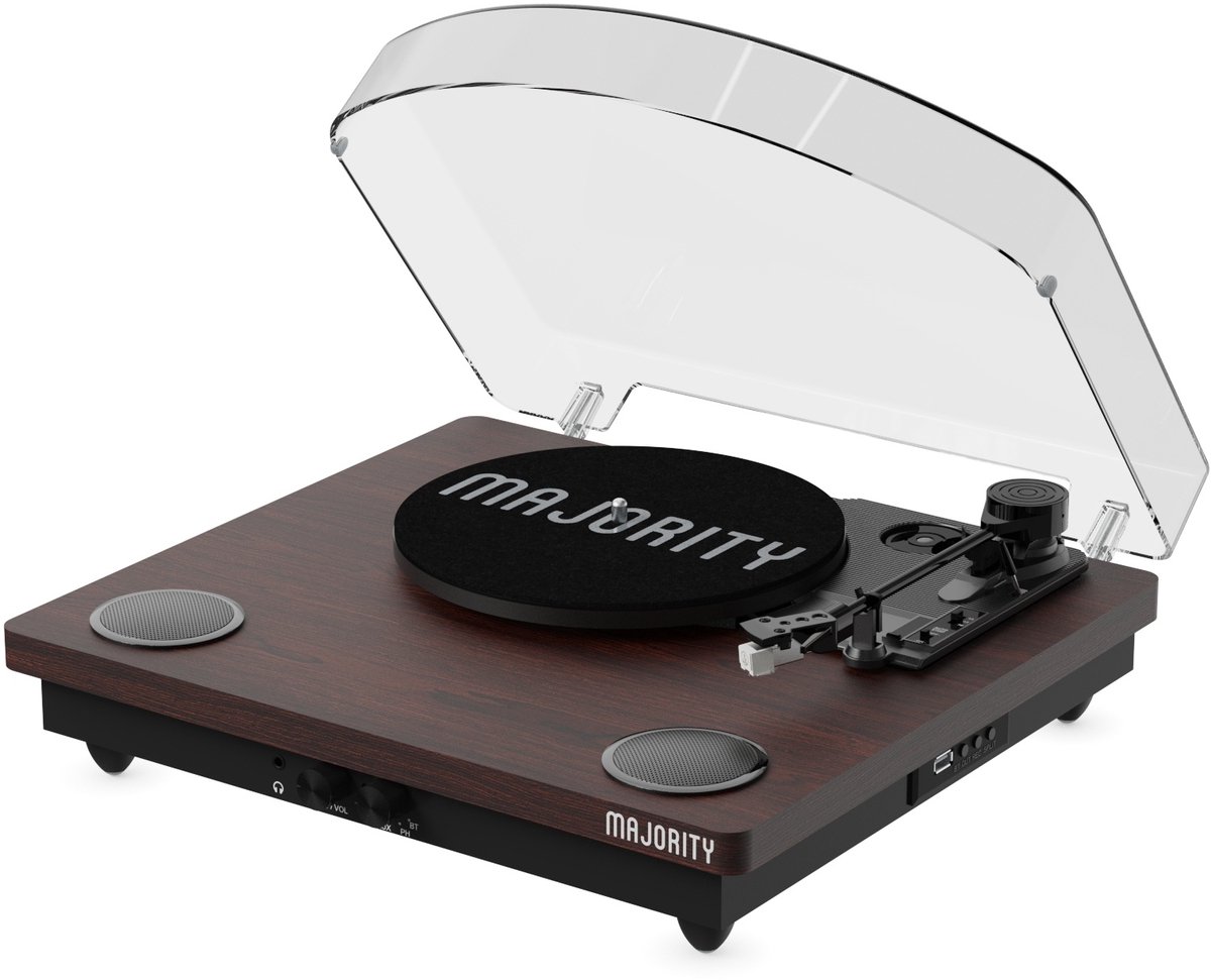 Majority Moto platenspeler – Bluetooth – draadloze muziekstreaming – Audio Technica AT3600L element – superieure luisterervaring – USB en AUX – gestroomlijnd ontwerp - precisietoonarm – gebruiksvriendelijke bediening - built-in speakers - zwart