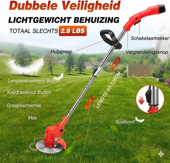 Traumheim®Kantenmaaier - Grastrimmer - 18V - 25cm - automatische draadtoevoer| van Merkloos	 — afbeelding 5