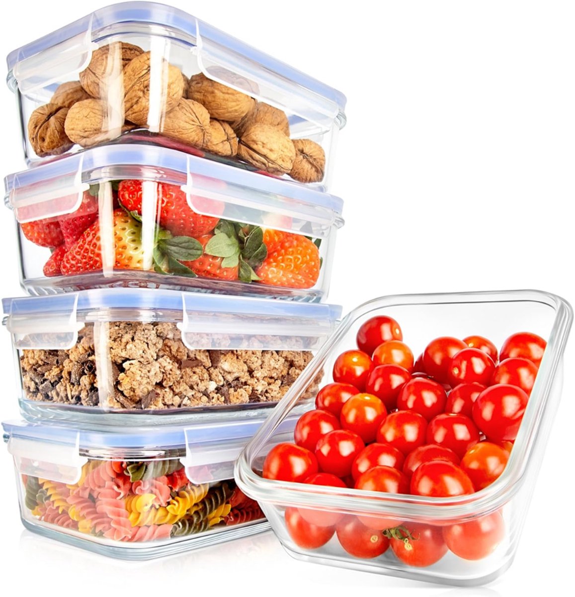 TIM® Diepvriesbakjes - Vershoudbakjes - Magnetron Bakjes Met Deksel - Blauw - 7cm x 15cm x 19cm