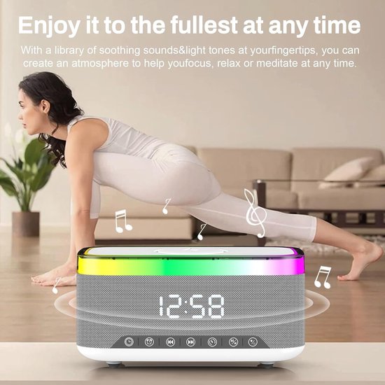 Digitale wekker, wekker met laadstation, radiowekker, radioklok, digitaal met bluetooth-luidspreker, 6 kleuren, nachtlampje, 15 W, draadloze oplader geschikt voor iPhone, Samsung — afbeelding 5