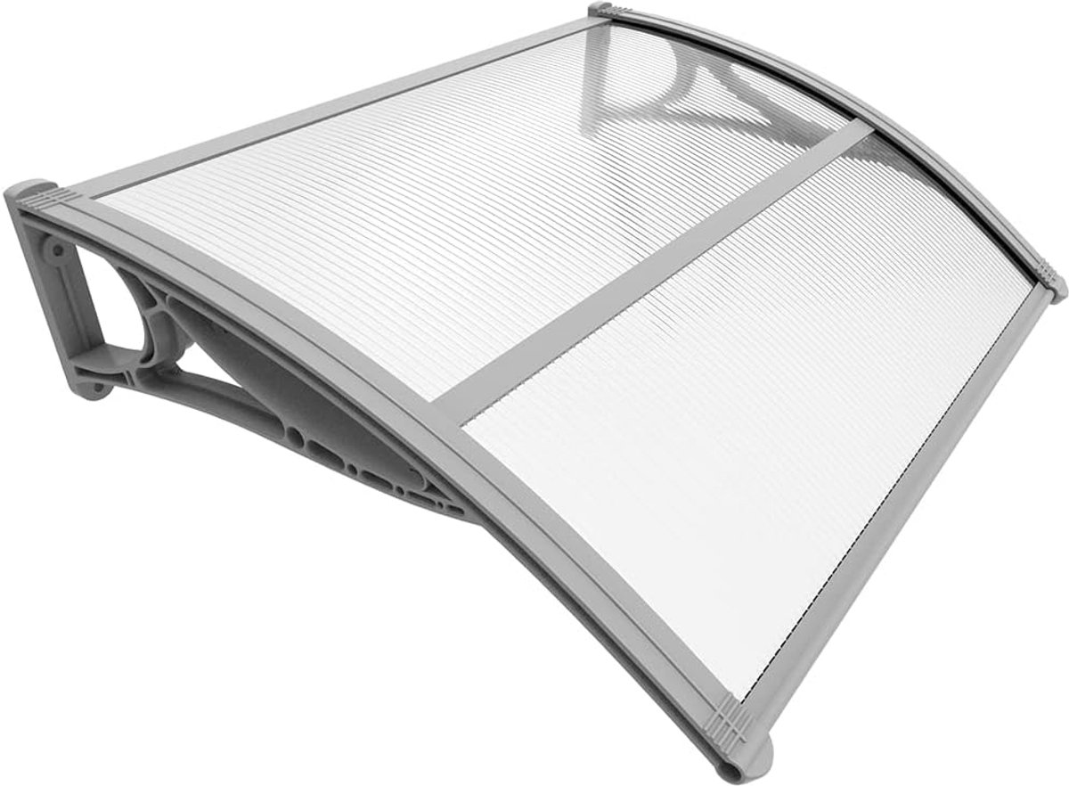 Deur Luifel - Overkapping Buiten - Bescherming Entree - Slagvast Polycarbonaat - 100 x 80 cm - Transparant Grijs