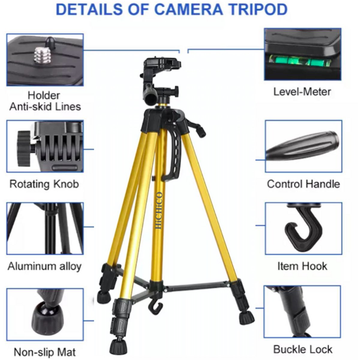 Professioneel Universeel Camera Statief Voor Fotocamera en Smartphone - iPhone - Canon – Nikon - Spiegelreflexcamera Inclusief Bluetooth Remote Shutter - Smartphone Statief - Tripod 140Cm Zwart VCT- 5208 CoolTech