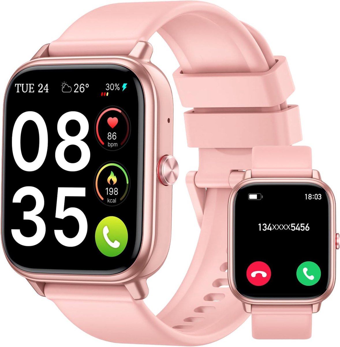 Slim Horloge - Fitness Tracker - Activiteiten Meten - Lange Batterijduur - 183 Inch HD - Lichtroze