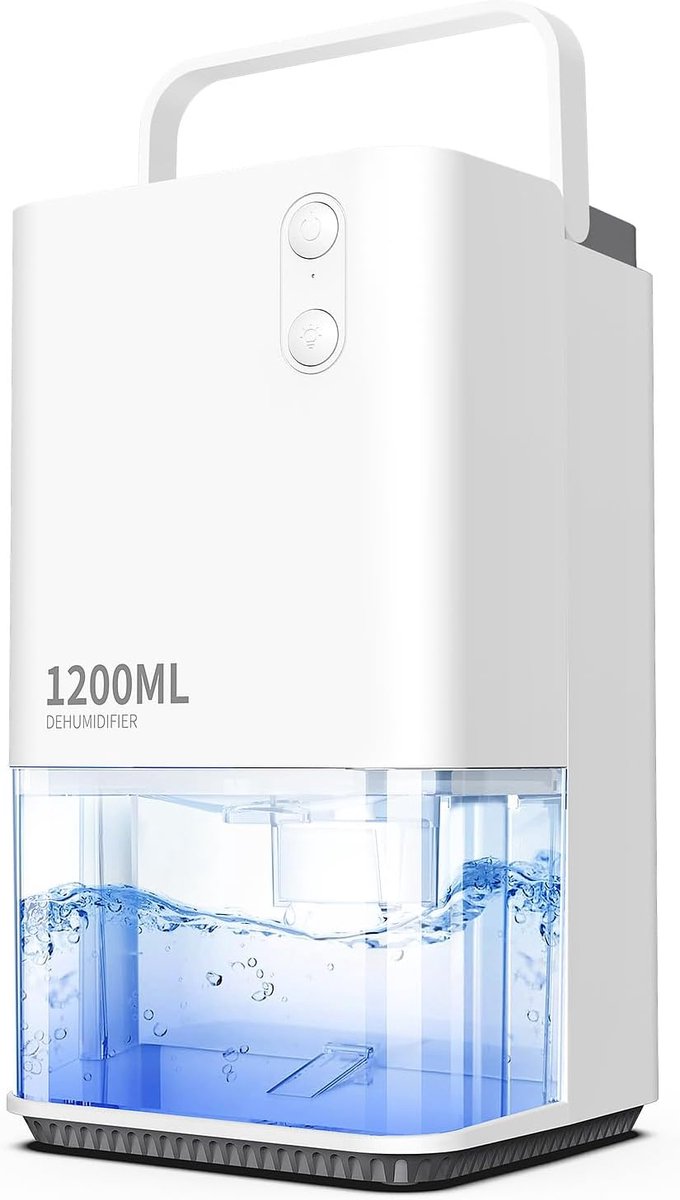 Luchtontvochtiger - Vochtvreter Klein - Vochtbestrijding Ruimte - Stil Energiezuinig - 1200ml Tank - Wit