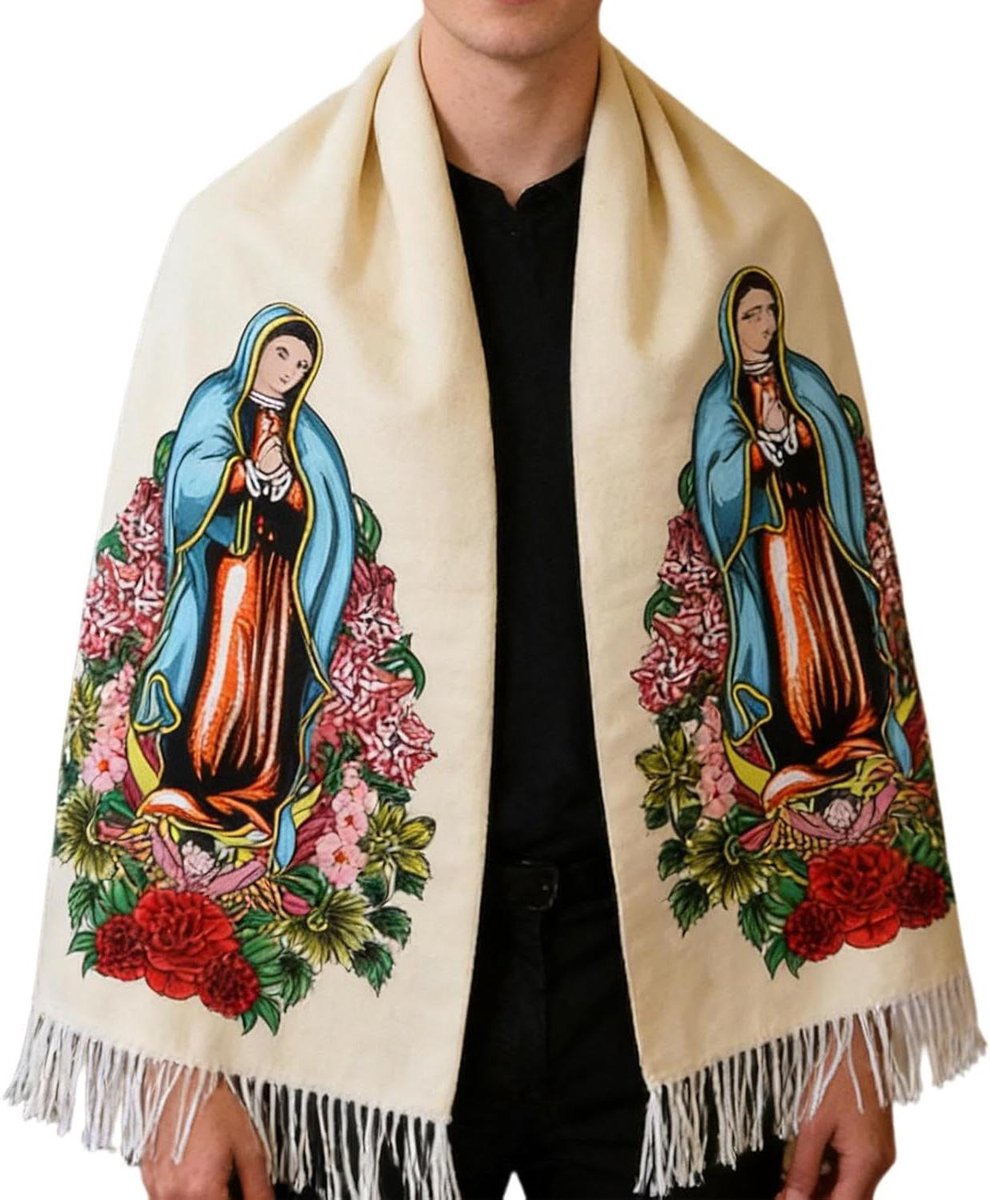 Spirituele Sjaal - Maria Patroon - Dagelijks Gebruik - Bloemenprint - 180x70 cm - Multicolor