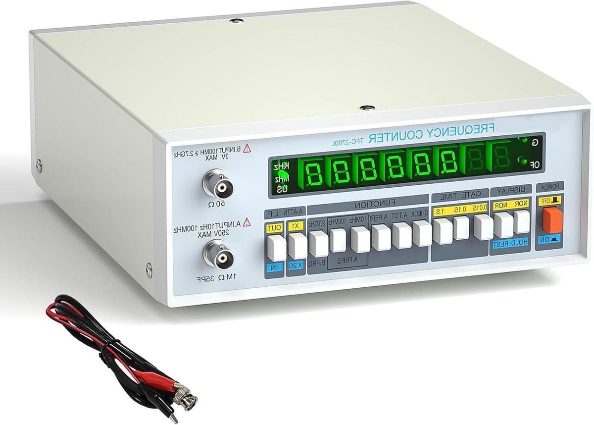 Frequentieteller - Meetinstrument - Apparaatonderhoud - 8-cijferig LED-display - 230 x 220 x 75 mm - Grijs