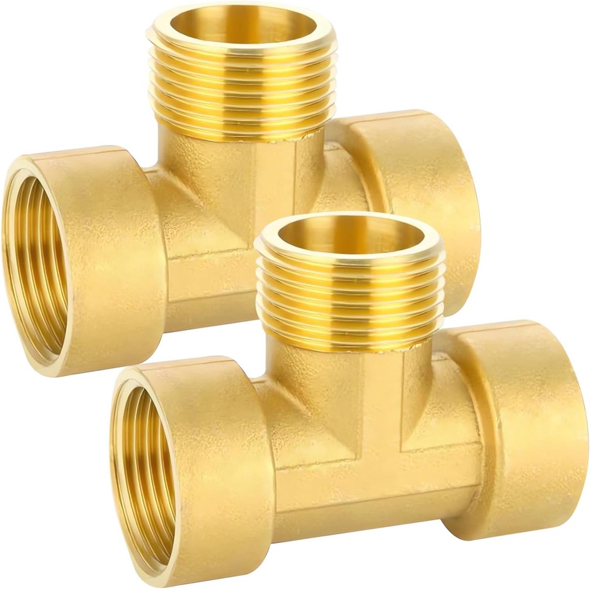 90° Messing T-stuk 1 inch - 2 stuks, DN25 Schroefdraad Fitting voor Warm en Koud Water, Waterverbinding T-stuk, 2.5 cm