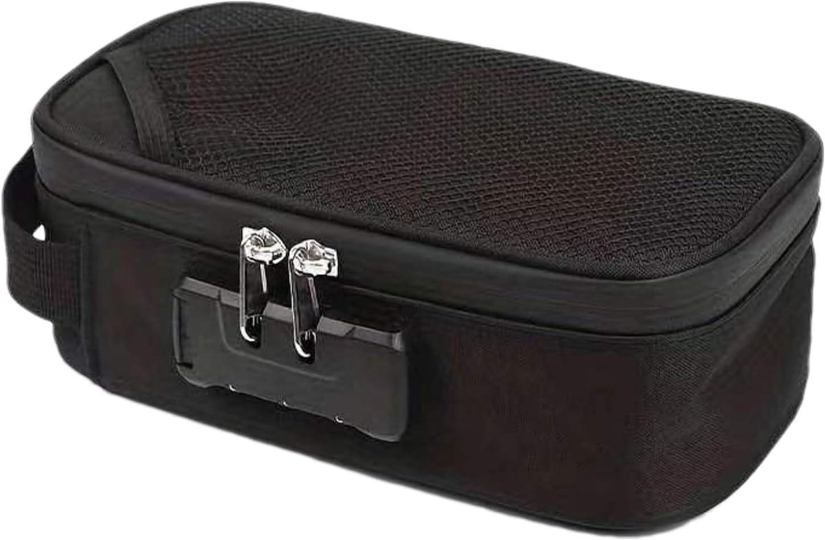 Geurvrije Tas - Opbergtas Reisorganizer - Geuren Neutraliseren - Met Slot Beveiligd - 22.5 x 13.1 x 9.1 cm - Zwart