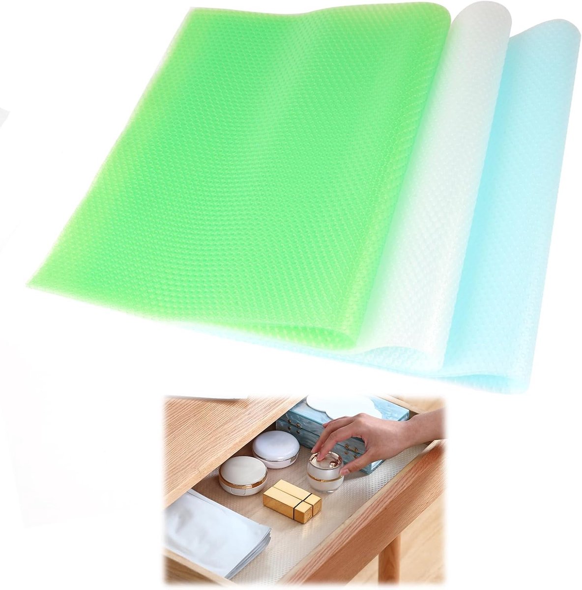 Antibacteriële Koelkastmatten van EVA Materiaal, Antislip, Vocht- en Geurabsorberend, 45 x 29 cm Set