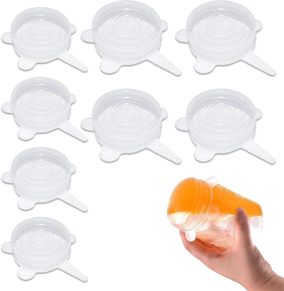 8x Universele Siliconen Deksel Set - Rekbaar & Herbruikbaar voor Potten, Kommen en Beker