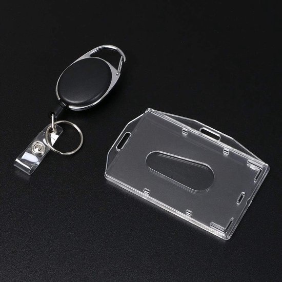 Badgehouder met Retractable Reel Set, Dubbelzijdige Horizontale en Verticale ID Kaarthouder voor School, Kantoor, Sleutelhanger en Riemclip van Merkloos — afbeelding 3