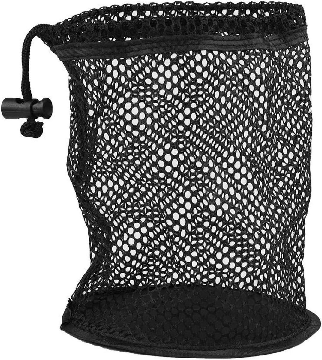Draagbare Golfbal Tas van Zwart Mesh Nylon met Trekkoord voor 25/50 Golfballen Opslag en Accessoires