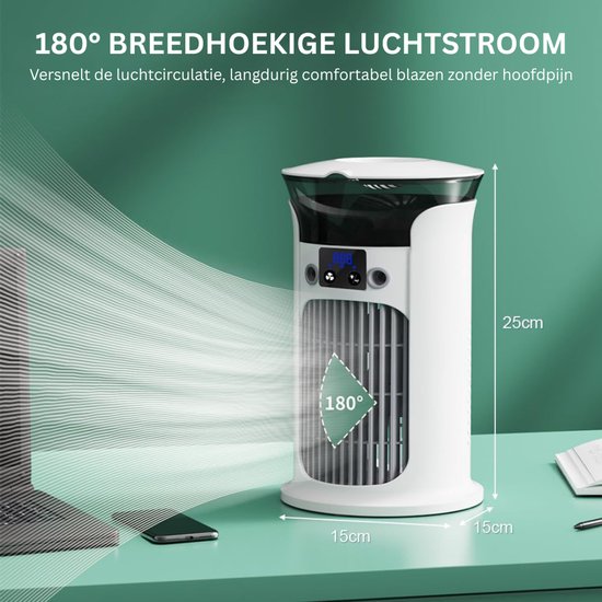 MKSS® Mobiele Airco Zonder Afvoerslang - Aircooler voor Slaapkamer - Draagbare Ventilator
