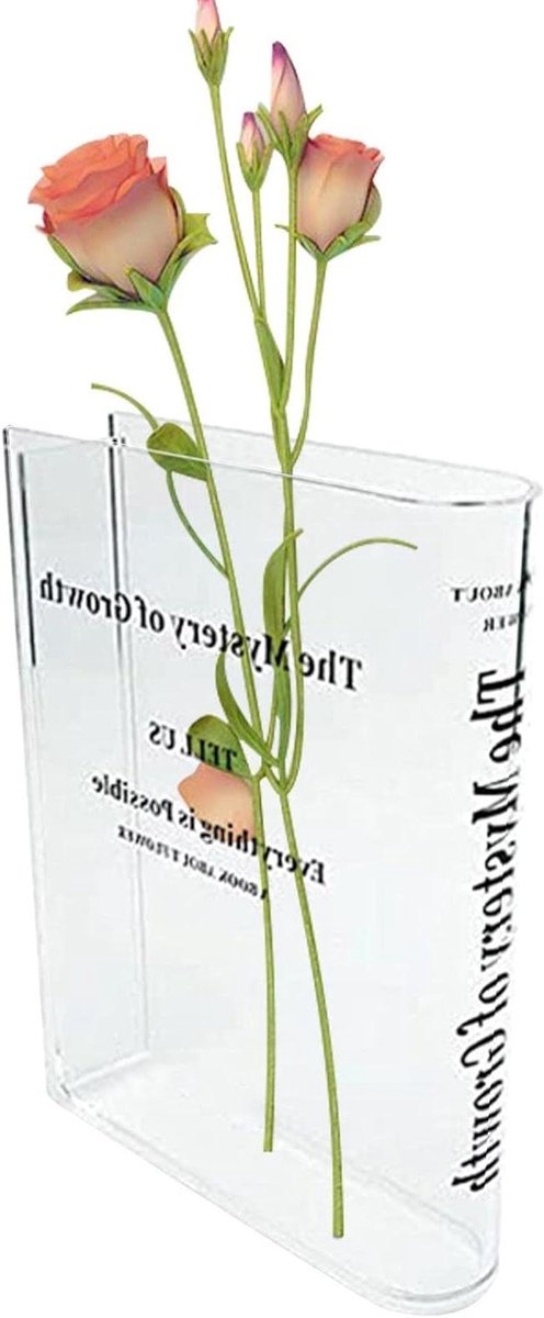 Boek Bloemenvaas - Decoratieve Vaas - Bloemstuk Maken - Boekvormig Ontwerp - 20 x 16 x 4.5 cm - Transparant