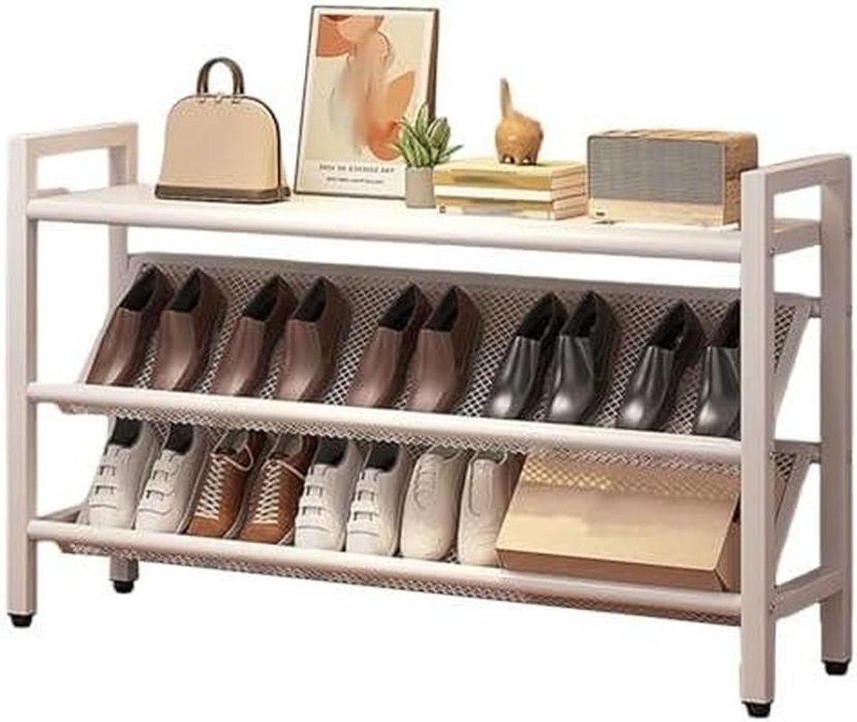Schoenenrek - Schoenenopberger - Ruimte Besparen - Slank Ontwerp - 90 cm Hoog - Wit