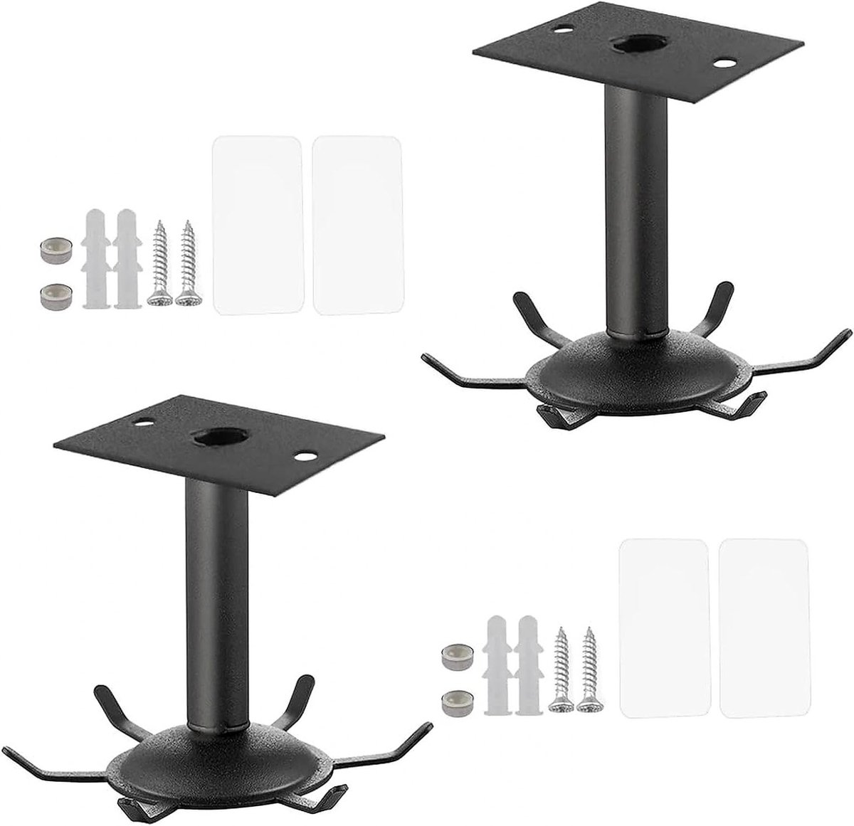 Set van 2 RVS Keukenhaken met 360° Rotatie en 6 Haakjes - Zelfklevend en Schroefbaar voor Keuken en Badkamer Organisatie