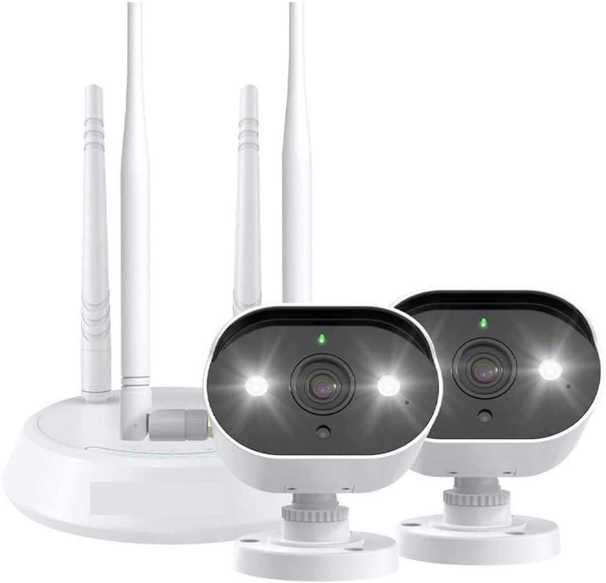 Beveiligingscamera Systeem - CCTV Kit Videobewaking - Huis Beveiligen - 3K 5MP Ultra HD - IP66 Weerbestendig - Wit