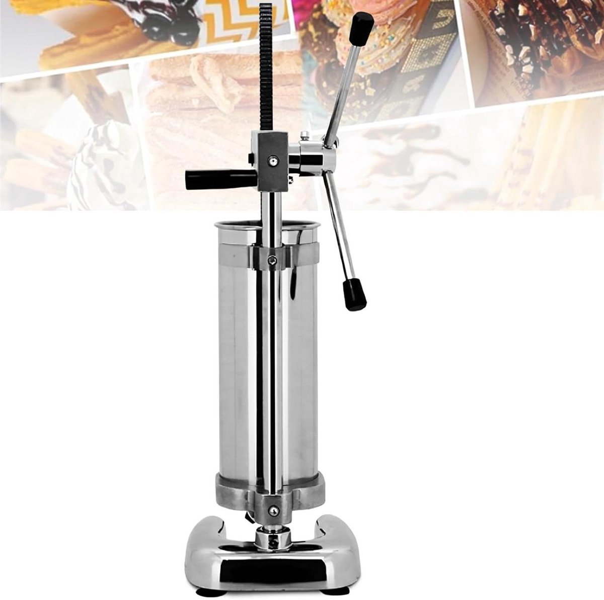 Churros Machine - Deeg Dispenser - Zelf Bakken - Verticale Handmatige Bediening - 3 Liter - Zilver