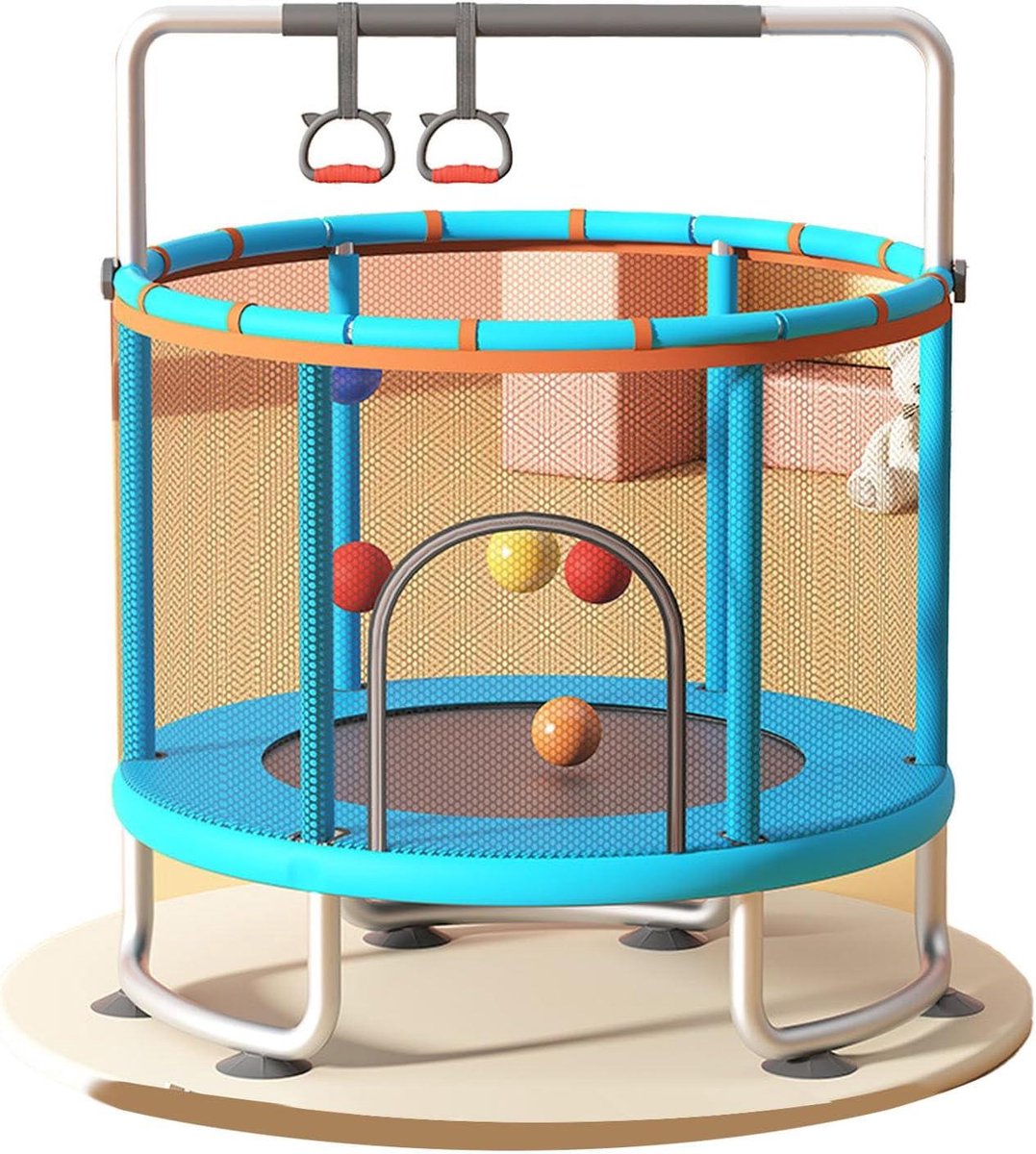 Kindertrampoline - Fitness Speelgoed - Binnen Buiten Spelen - Met Veiligheidsnet - 86 x 31 cm - Blauw