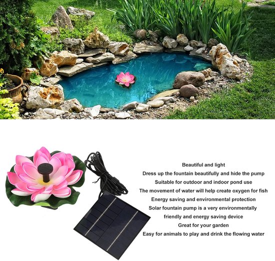 Zonne Waterpomp - Vijverpomp fontein - Tuin decoratie - Drijvend lotusontwerp - 1.4W - Groen — afbeelding 5