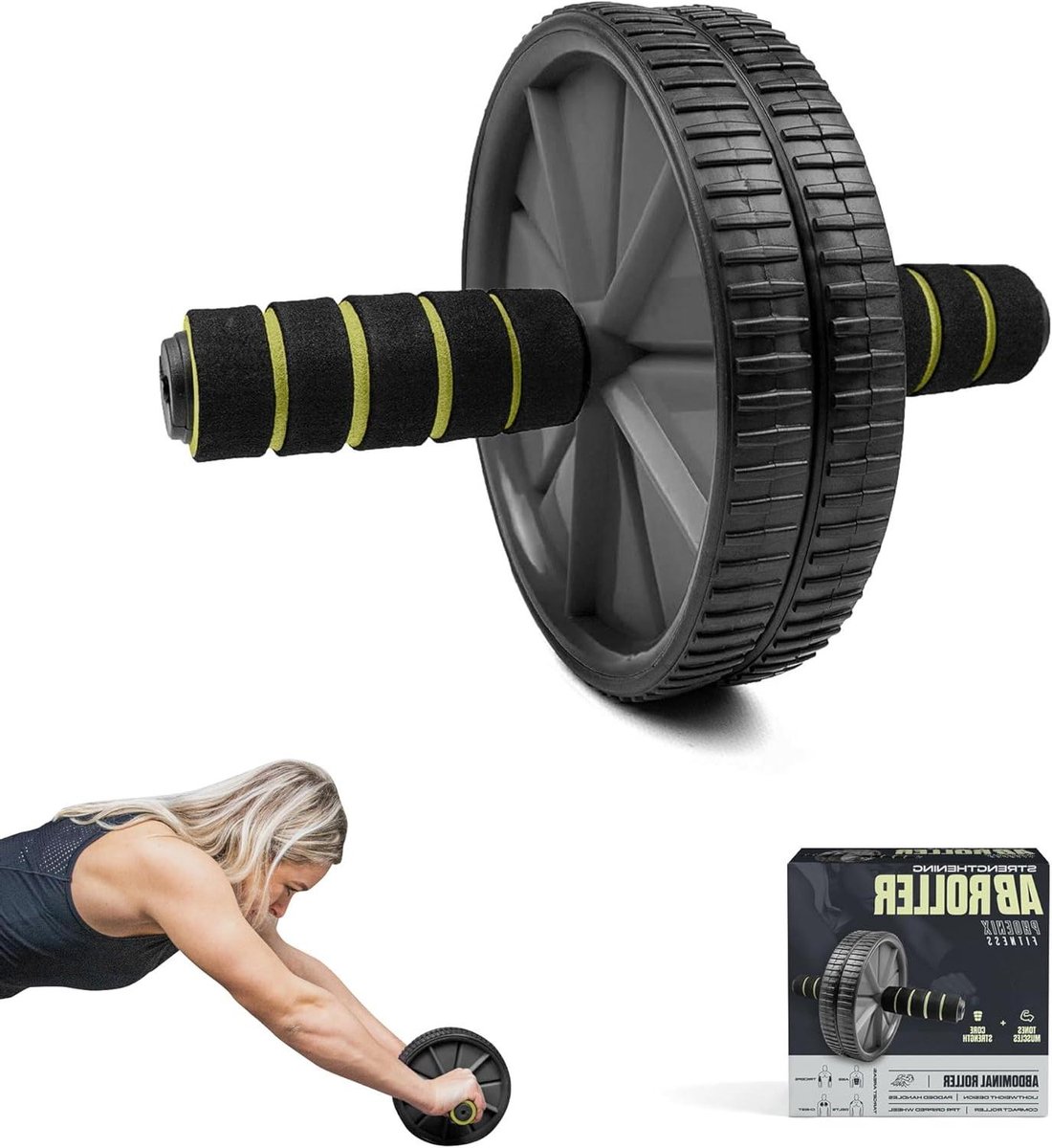 Buikspierroller - Core trainer - Kracht opbouwen - Ergonomisch ontwerp - 27cm x 18cm - Zwart