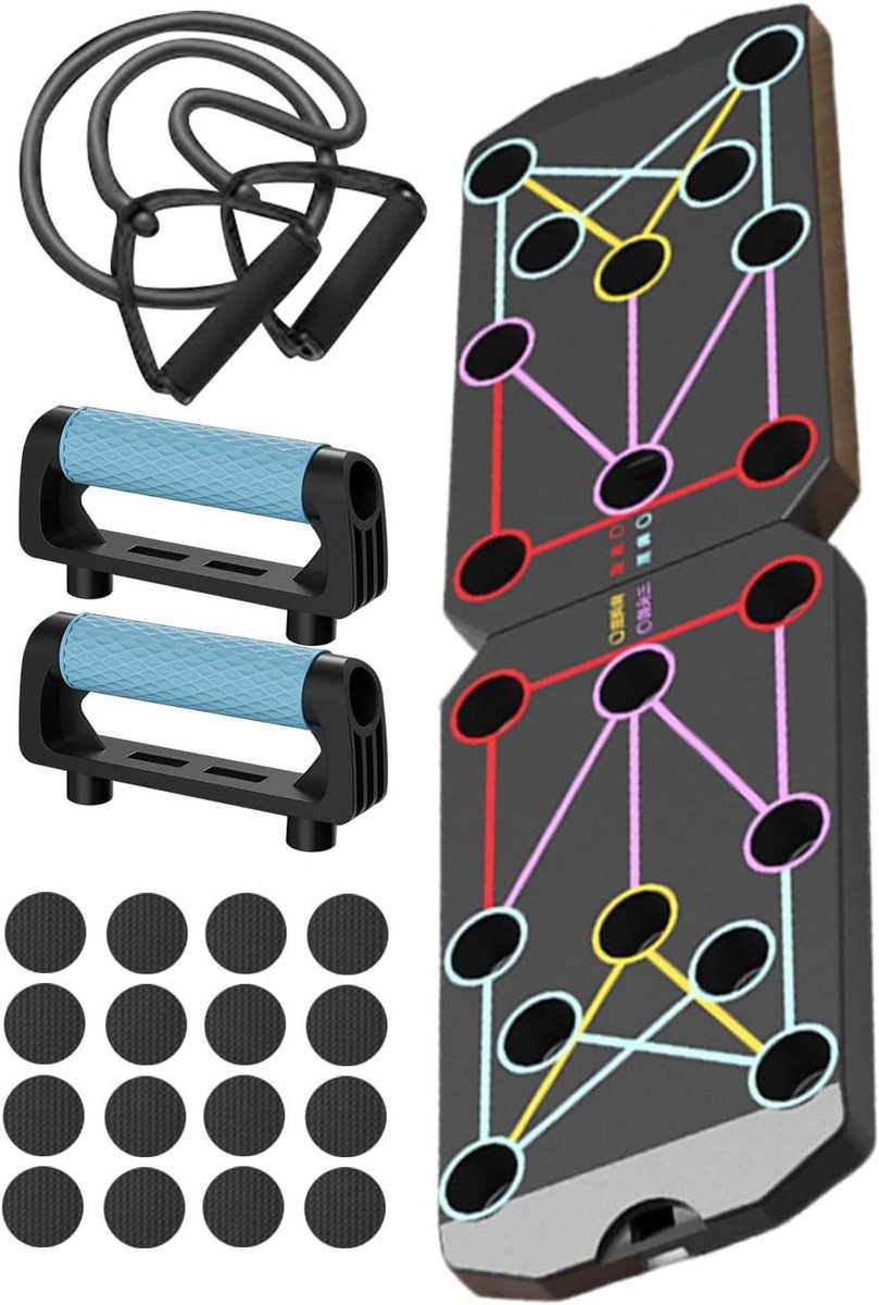 Fitness Pushup Board - Oefenbord Kracht - Spiertraining Thuis - Kleurgecodeerde Zones - 40 x 20 cm - Zwart