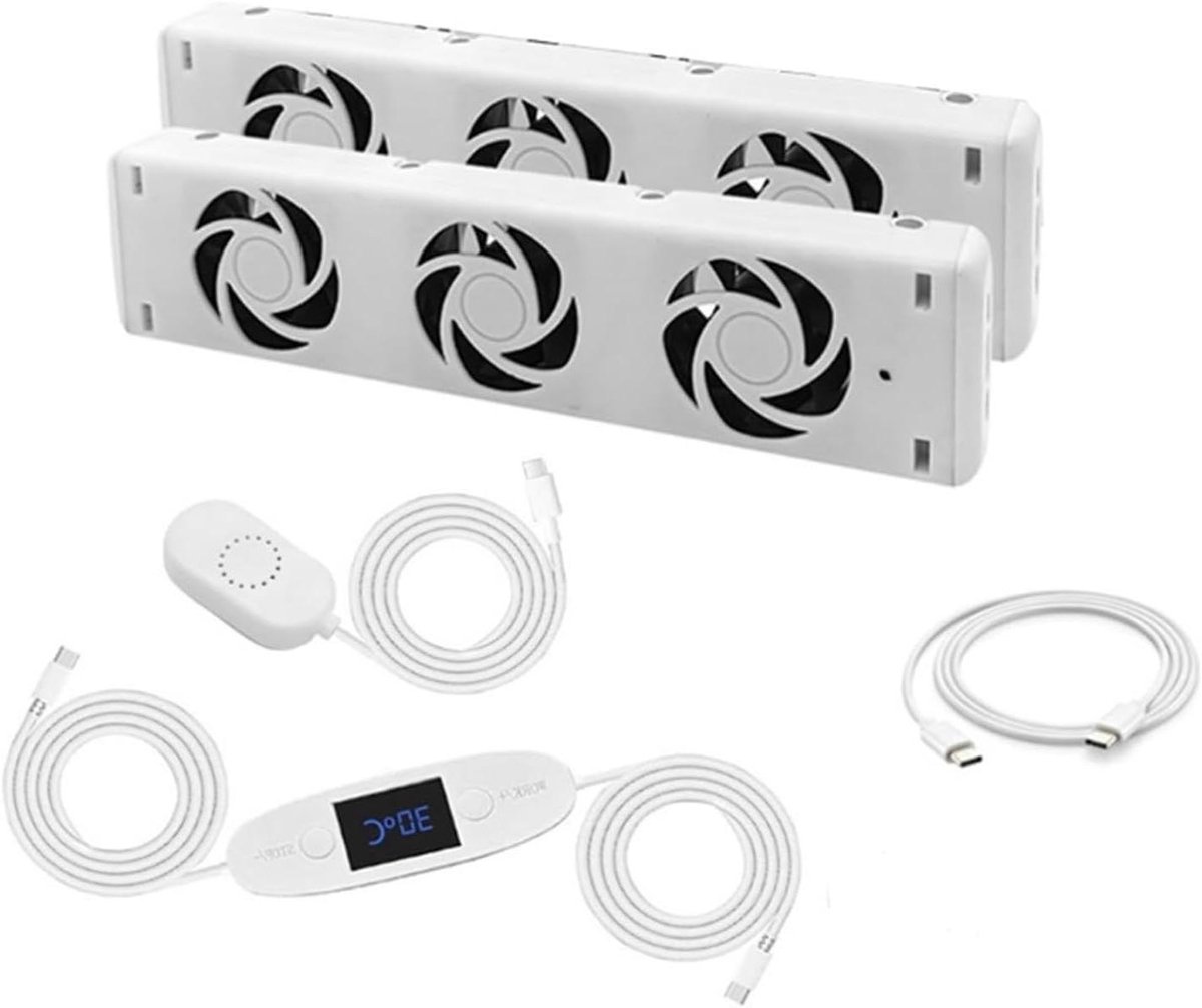 Ventilator Radiator Booster - Warmteverdeler - Energiebesparing - Automatische snelheidsregeling - 300x69x30mm - Wit