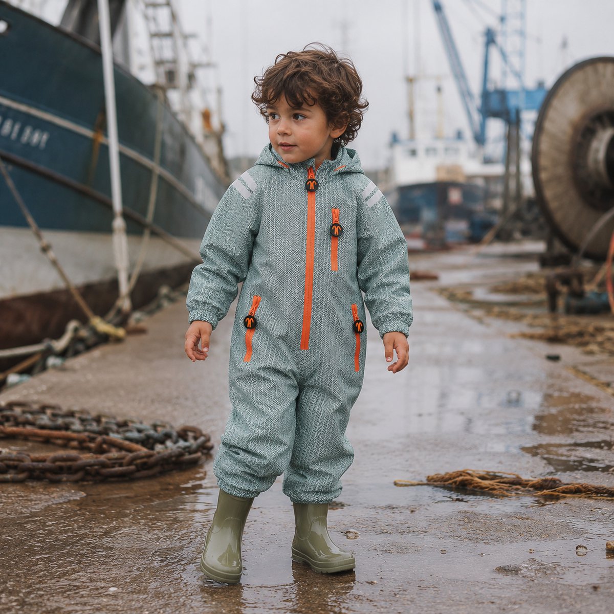 Ducksday Regenpak – Regenoverall – Waterdicht & Ademend – PFAS-vrij – Gerecycled Polyester – Maat 104/110 – Manu