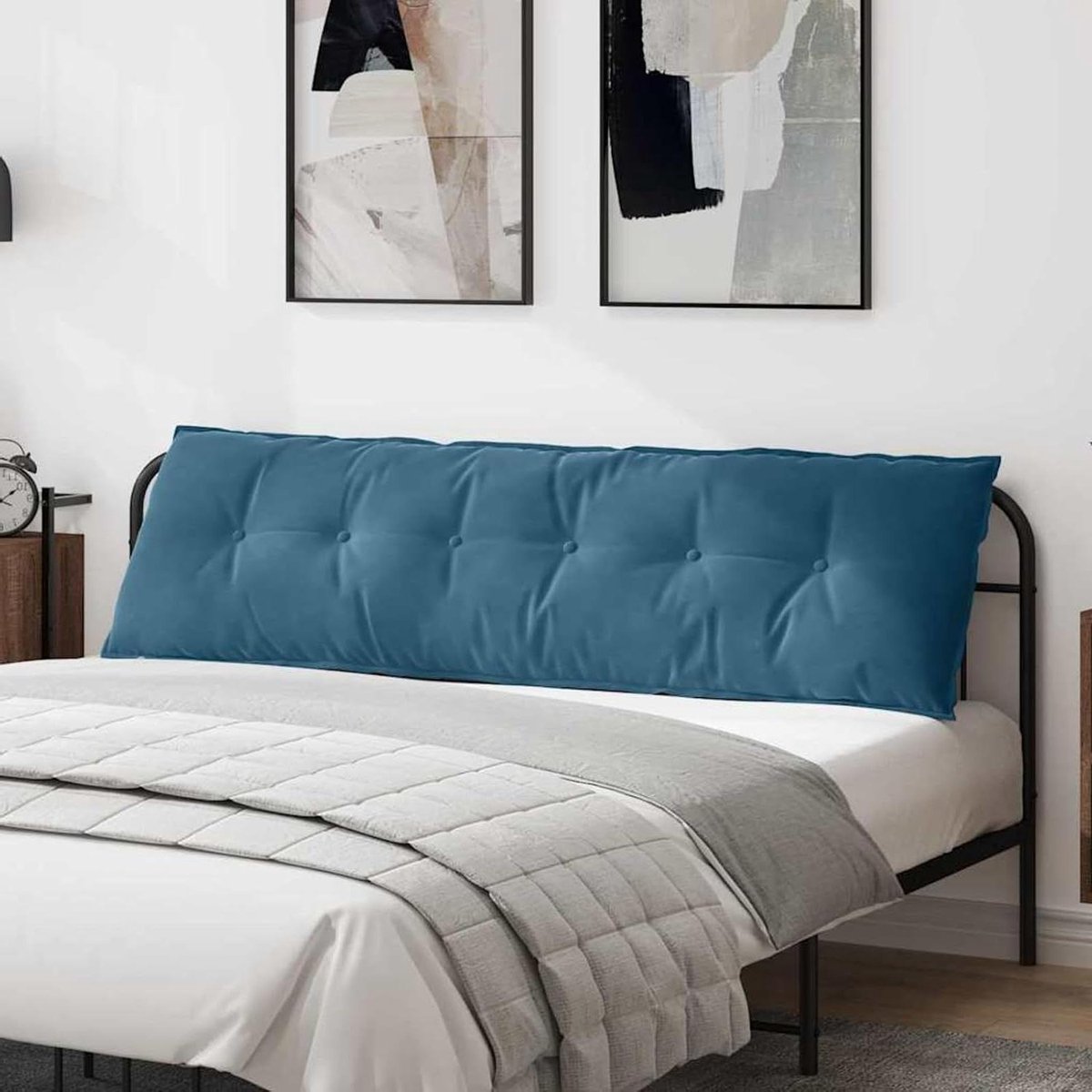 Rugkussen Corduroy - Decoratiekussen Bank - Extra Comfort - Afritsbare Hoezen - 180 x 50 cm - Blauw