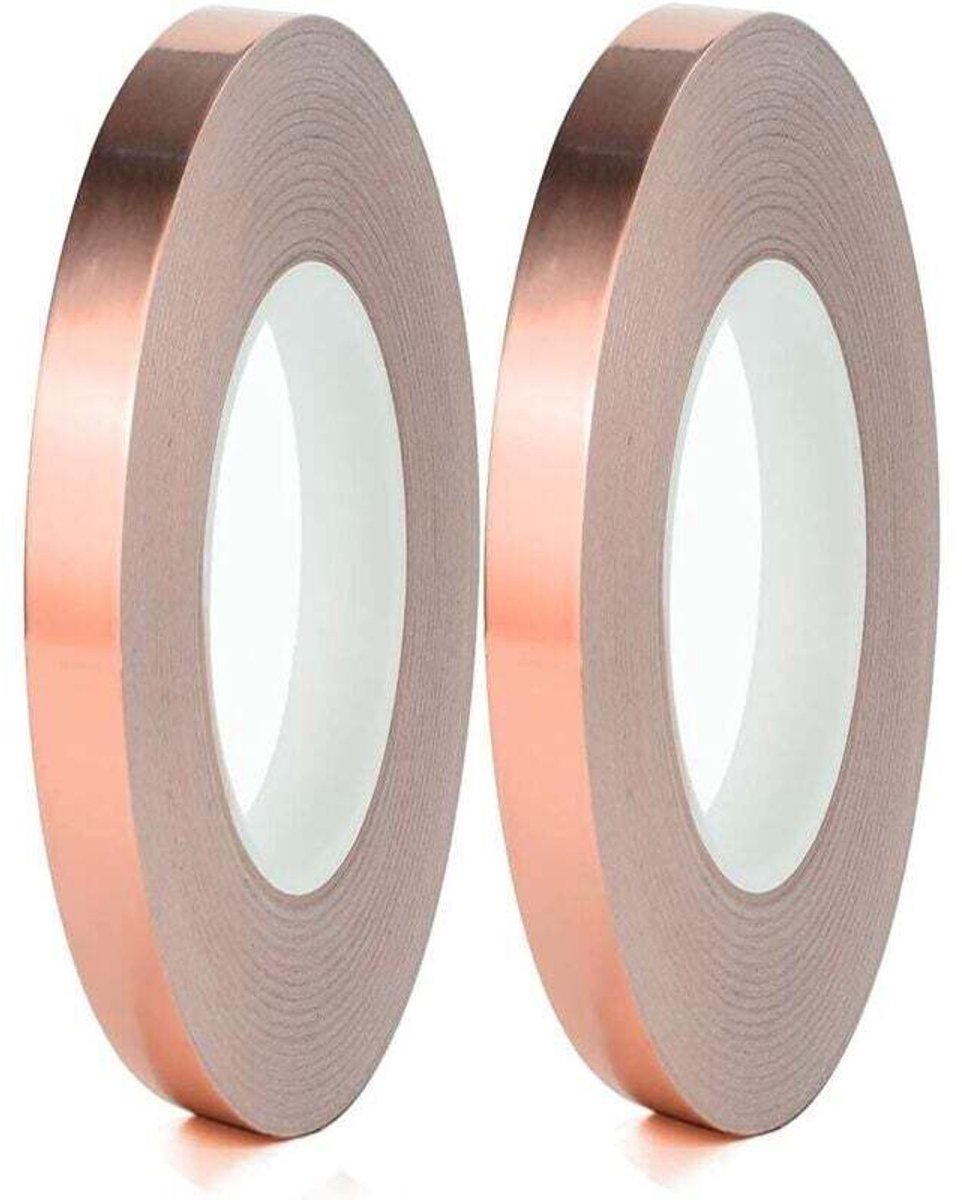 Koperfolietape, dubbellaags koperfolietape geschikt voor geleidende lijm, gebruikt als geleidende lijm op gekleurd glas.