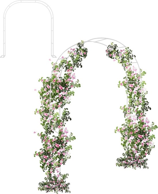 Tuinboog - Pergola Klimplantsteun - Planten Ondersteunen - Roestbestendig Metaal - 3 m x 22 m - Wit