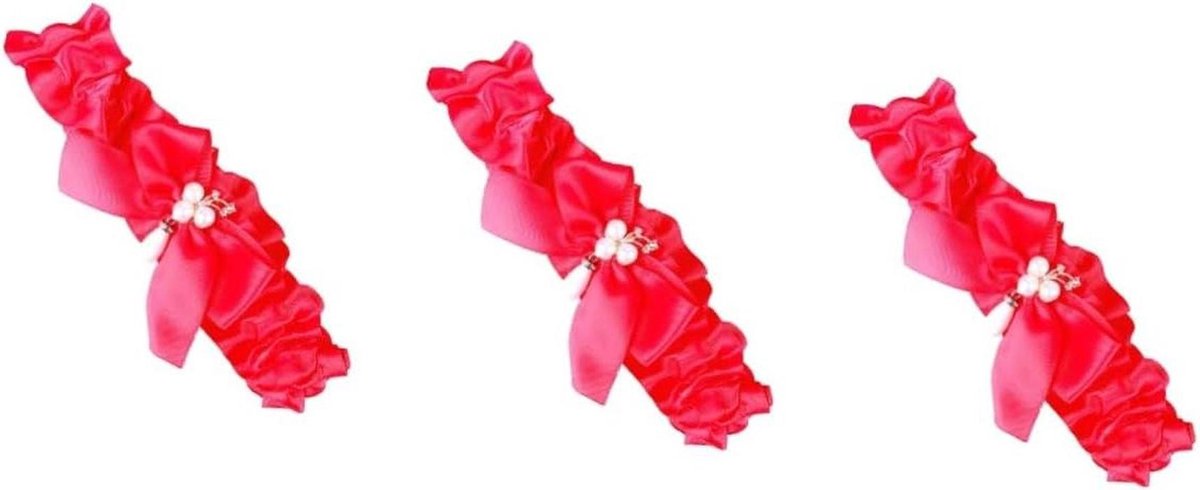 Kousenband Set - Bruids Accessoires - Bruiloft - Elastisch Materiaal - 3 Stuks - Rood