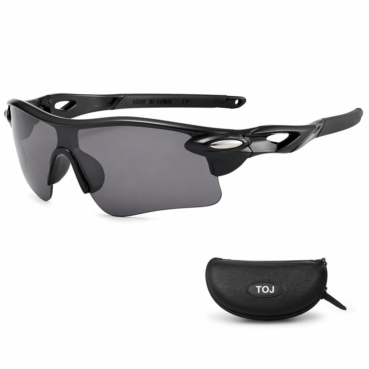 Fietsbril Met Hoes | Sportbril | Racefiets | Mountainbike | MTB | Sport Fiets Bril| Zonnebril | UV Bescherming | Zwart | Donkere Lens
