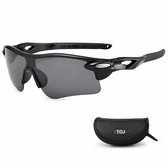 Fietsbril Met Hoes | Sportbril | Racefiets | Mountainbike | MTB | Sport Fiets Bril| Zonnebril | UV Bescherming | Zwart | Donkere Lens