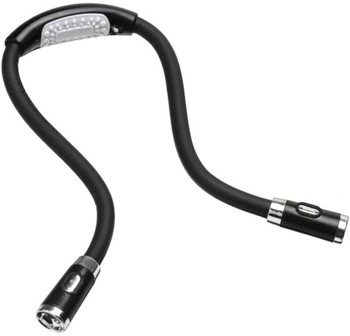 Nachtlampje, neklamp, maakt je handen vrij,geschikt voorzien van 4 ledlampjes, 3 instelbare helderheidsniveaus, en kan ook gebruikt worden om te lezen in de auto, tijdens het barbecueën, breien, enz. Zwart.