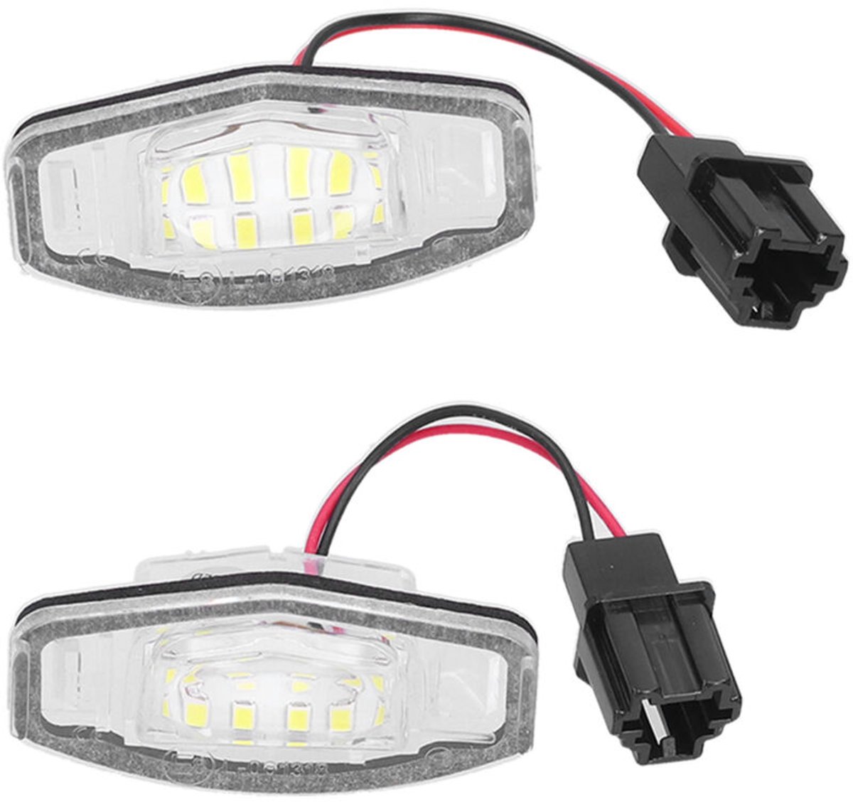 Een set witte LED-kentekenplaatverlichting, model 34100S0A013, geschikt voor Honda Civic/Aviator/Accord/Odyssey.