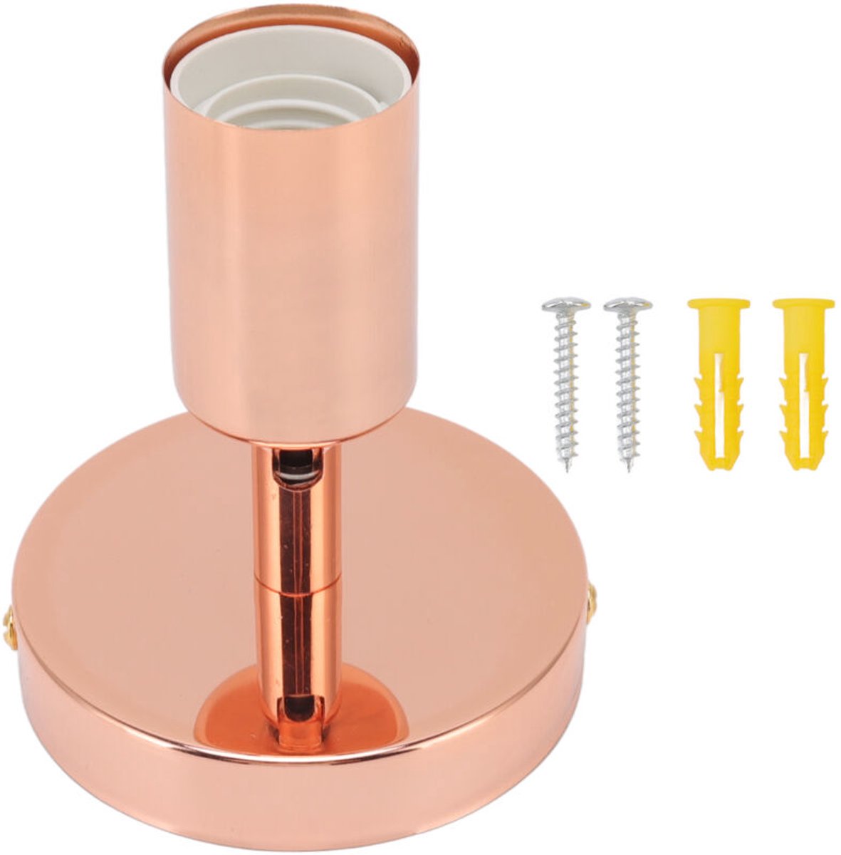 E27/E26 wandlampfitting, 180 graden draaibaar, decoratieve smeedijzeren voet, geschikt voor slaapkamers en woonkamers, roségoud.