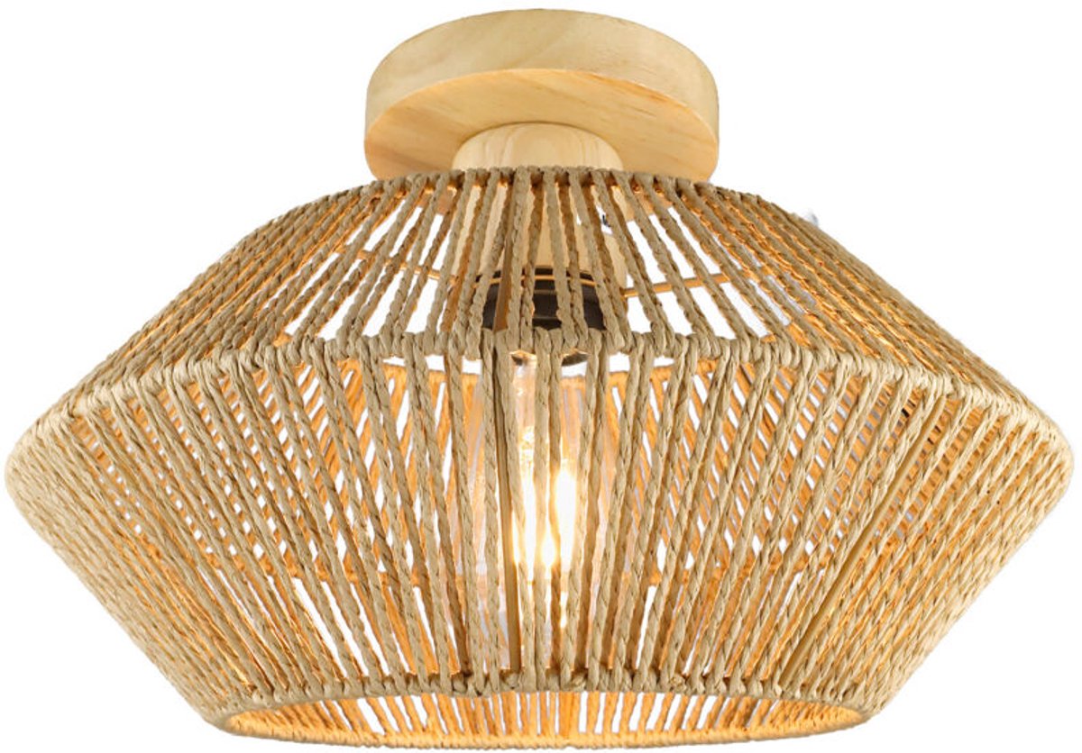 Plafondlamp geschikt voor rieten lampenkap, 32x32x21 cm – geschikt voor E26/E27 lampen – modern design, geschikt voor woonkamer, keuken, slaapkamer en badkamer.