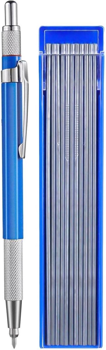 Metaal Marker - Schrijfgereedschap - Precisie Markeren - Met 12 Vullingen - 2mm Punt - Blauw