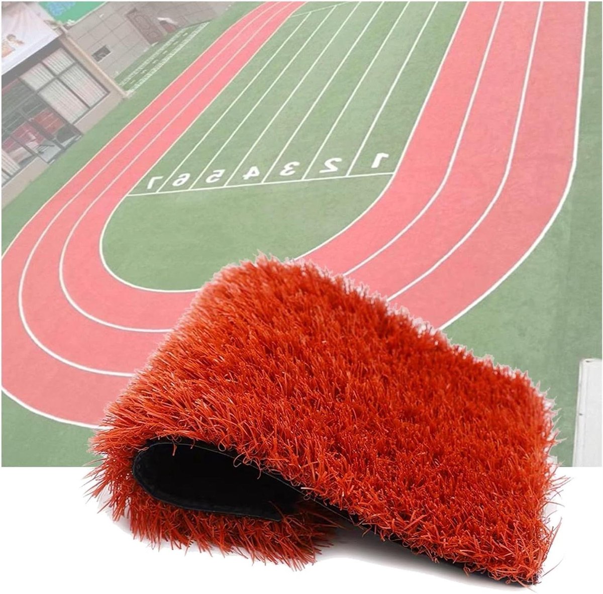 Kunstgras Rol - Terras Tapijt - Tuin Aankleden - Hoge Dichtheid - 14 x 5 m - Rood
